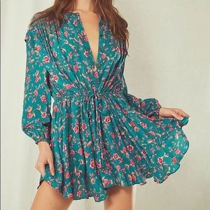 NWT Free People Flower Fields Floral Emerald Dress